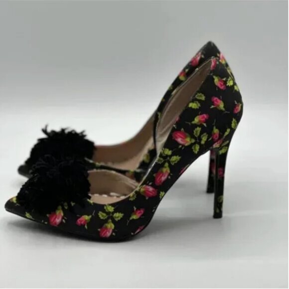 Betsey Johnson Hallye Floral Stiletto Heels with Poms Size 6.5 - Picture 3 of 12